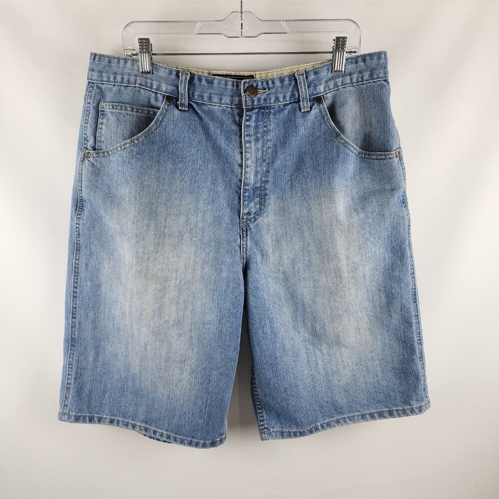 Champs Shorts Mens 34x11 Blue Sport Vintage Wide Leg Classic Denim